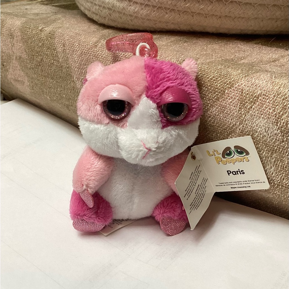 Russ L’il Peepers Pink and White Plush Hamster ‘Paris’